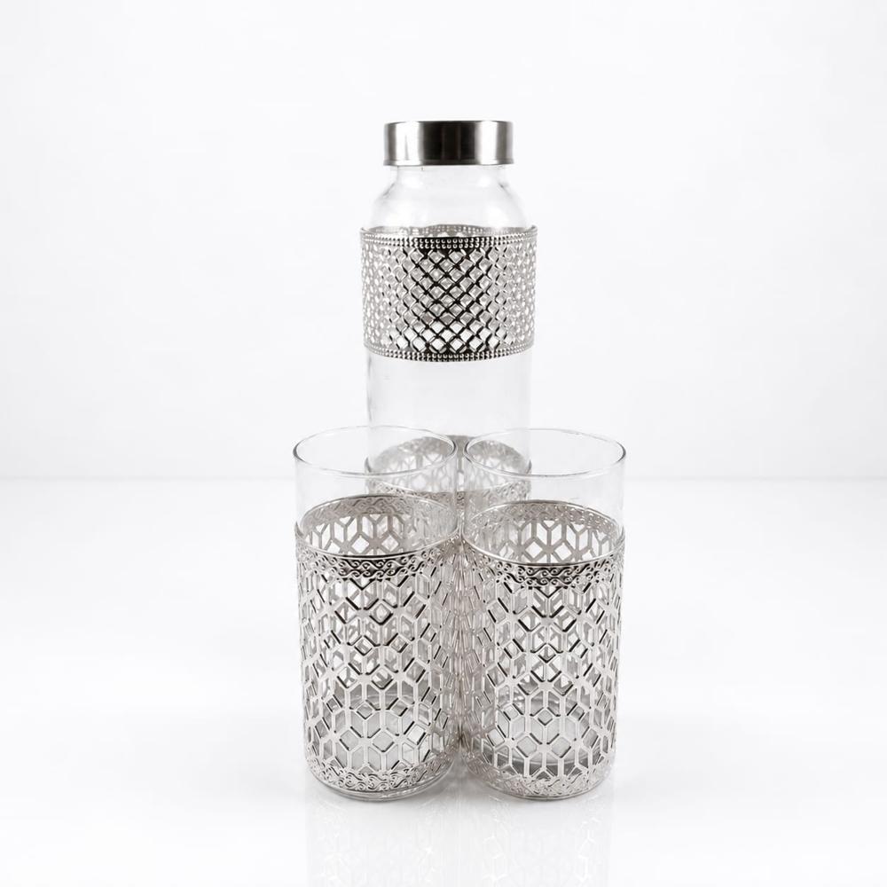 German Silver Glass & Bottle set