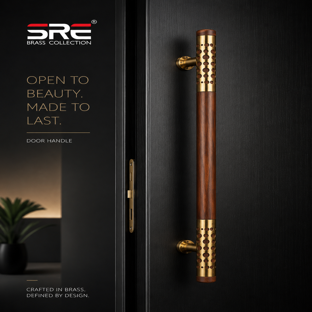 Wood & Brass Door Handle