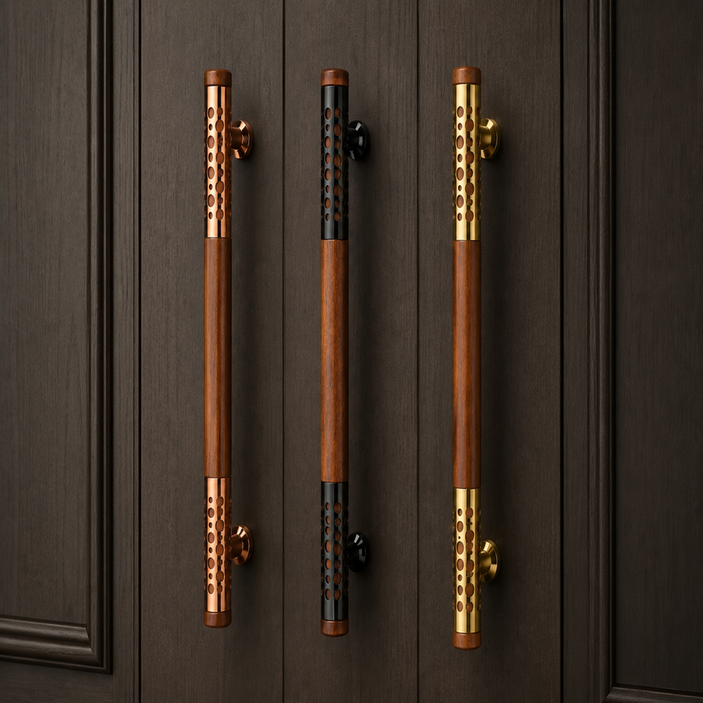 Wood & Brass Door Handle