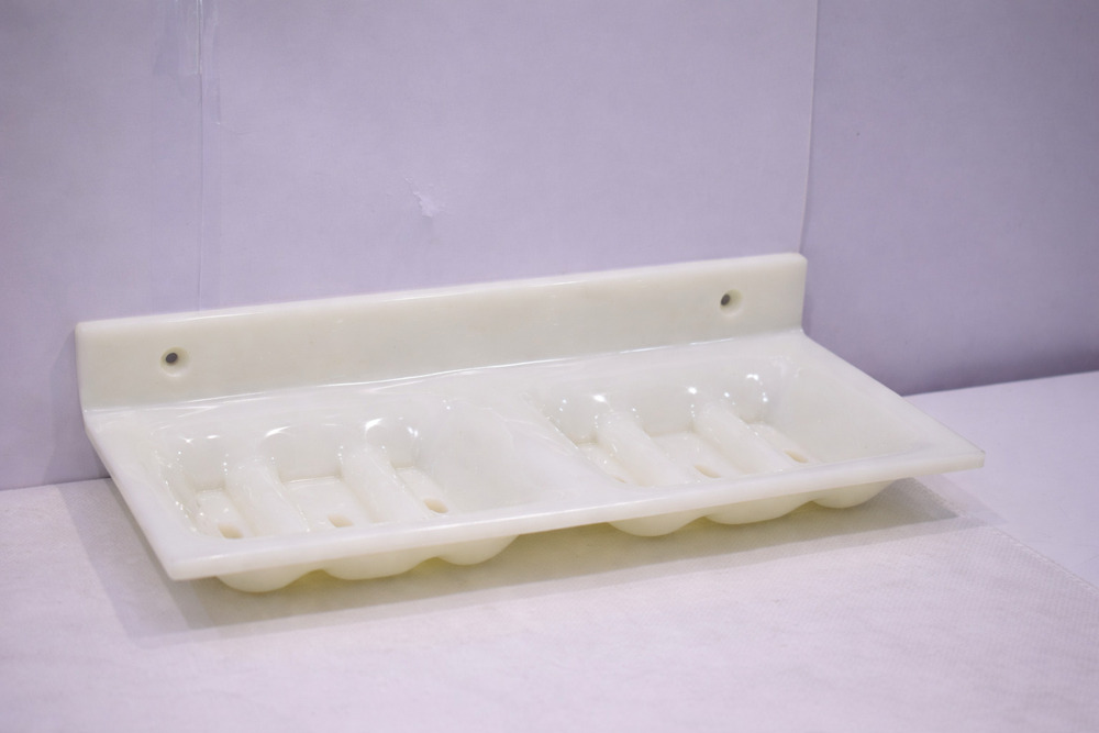 Double Soap Dish White Finish