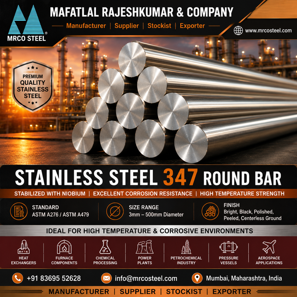 Stainless Steel 347 Round Bar Manufacturer, Supplier, Stockist & Exporter in India