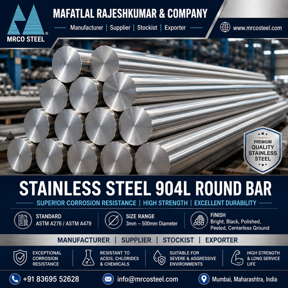 Stainless Steel 904L Round Bar Manufacturer, Supplier, Stockist & Exporter in India