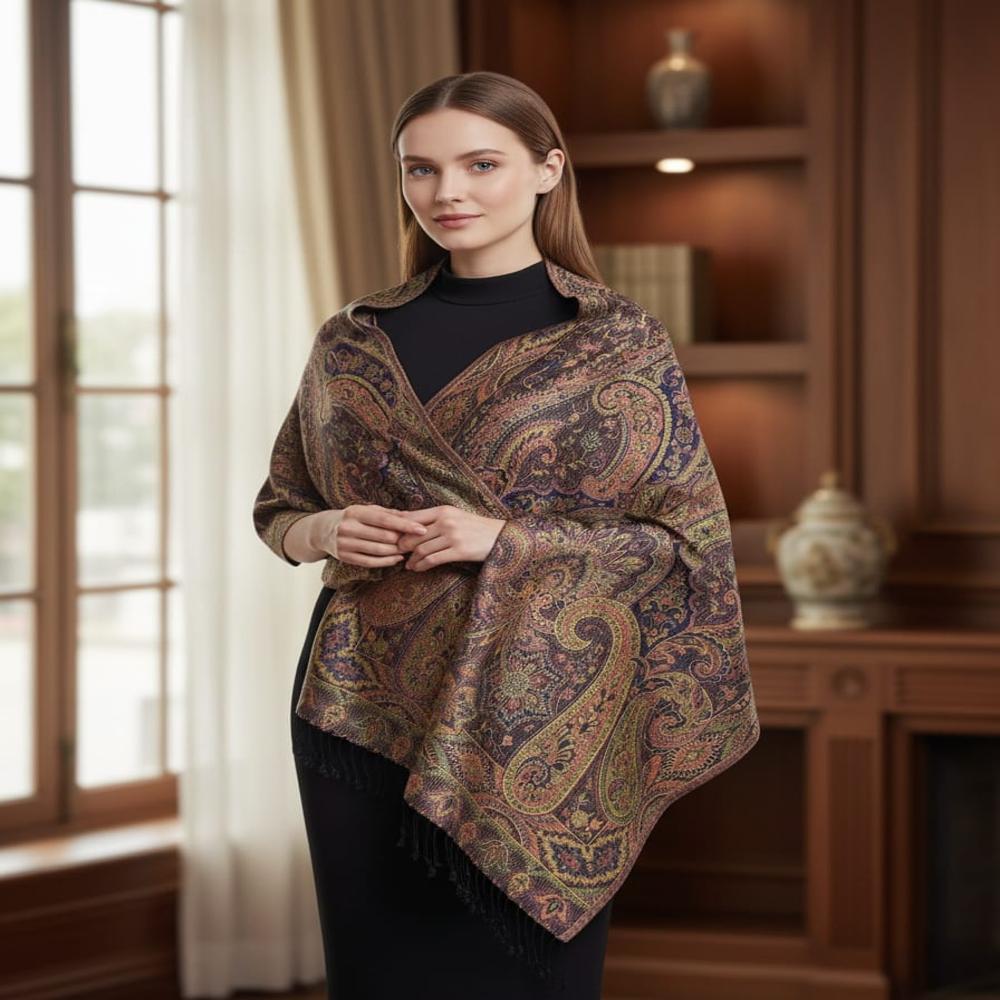 Pure Silk Jamawar Stole - Color: Assortted