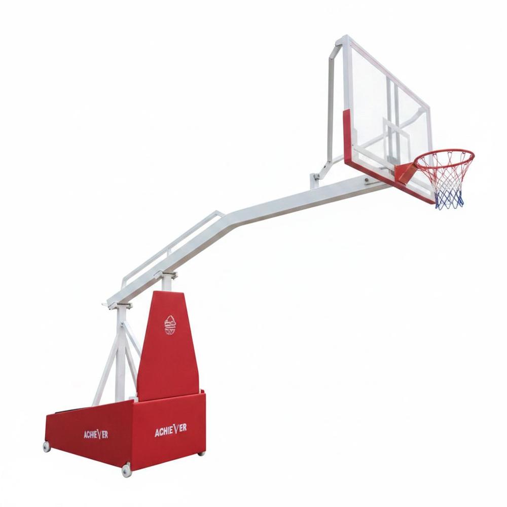 Basketball pole movable and height adjustable