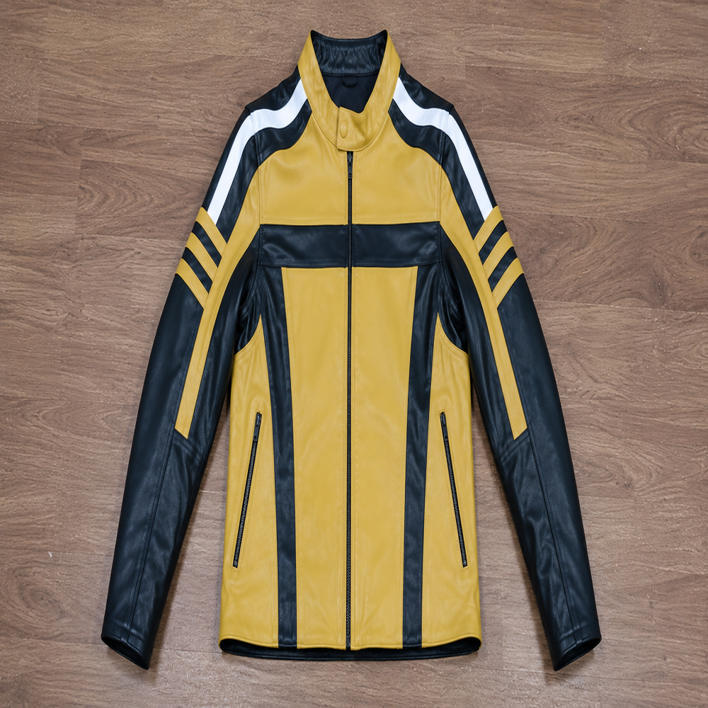 Multicolored Leather Motorcycle Jacket