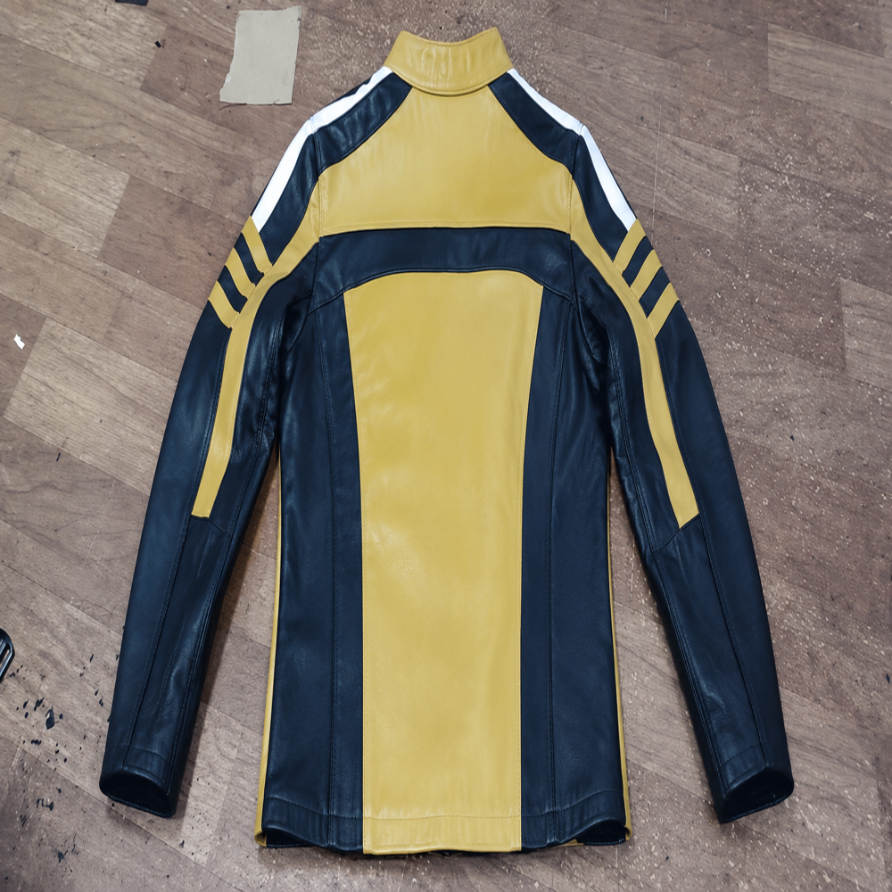 Multicolored Leather Motorcycle Jacket