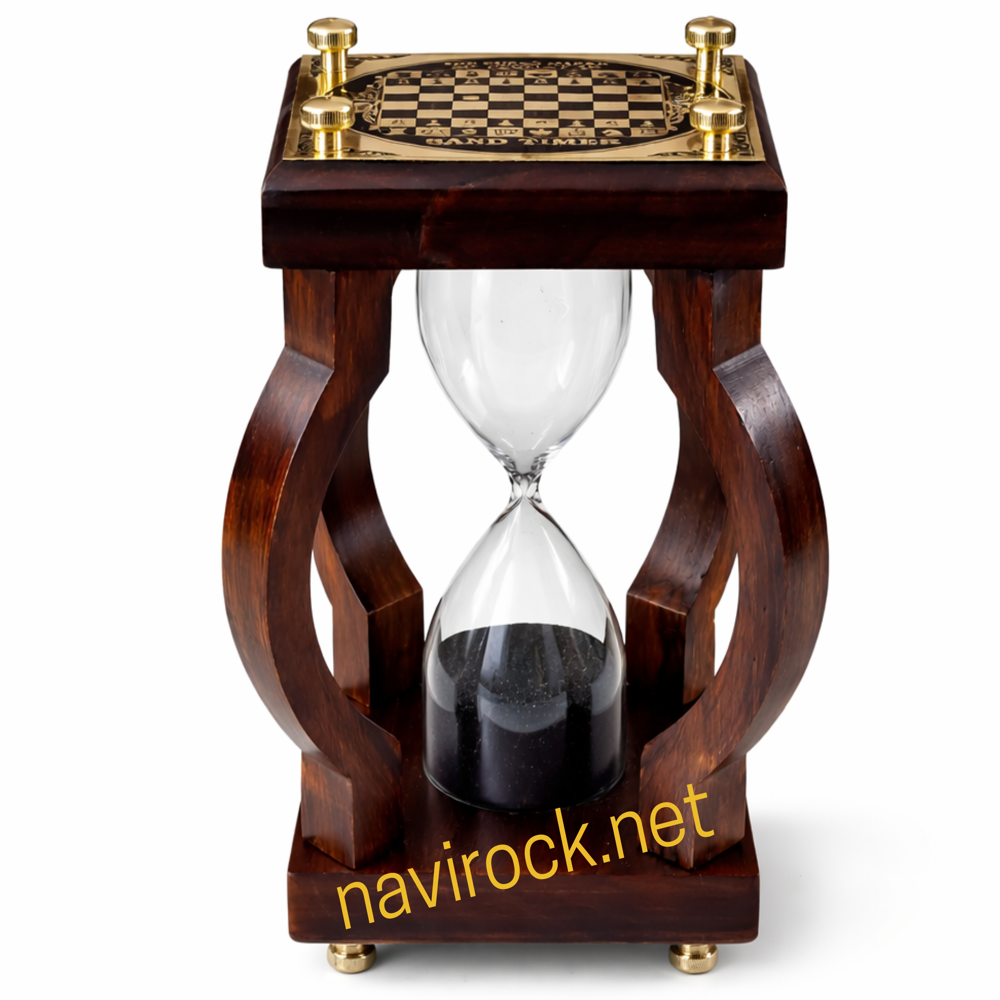 Antique Hourglass With Brass Top Board Decorative Vintage Sandglass Timer