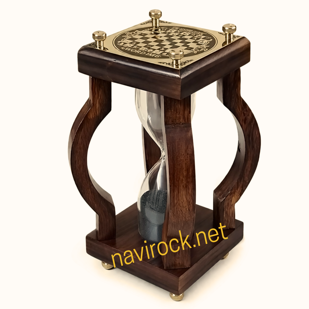 Antique Hourglass With Brass Top Board Decorative Vintage Sandglass Timer