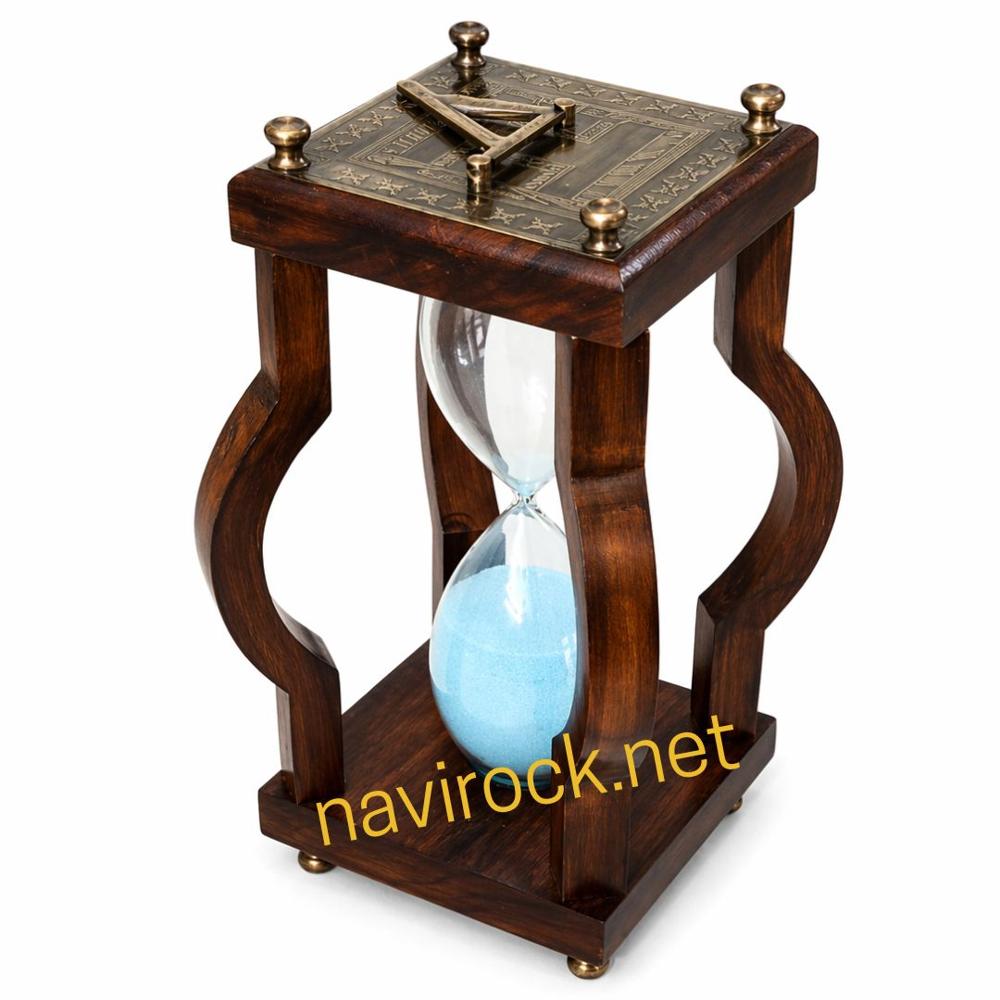 Vintage Sundial Brass & Solid Wood Hourglass Sand Timer