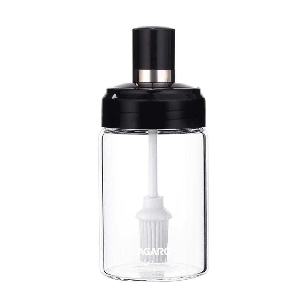 AGARO Elegant Glass Oil Bottle with Brush 250ml, Oil Container Bottle for Kitchen, Glass Bottle with Brush for Cooking, Baking, BBQ, Marinating 34248
