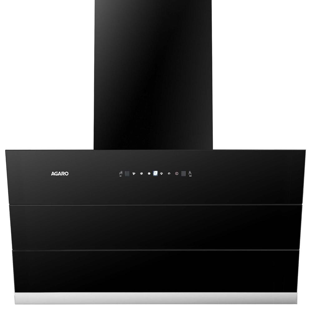 Agaro Royal Kitchen Chimney 60 Cm 1350 M3/Hr  Auto-Clean Kitchen Hood,Filter-Less Technology, Touch And Motion Sensor Control Digital Display, Black  33706 - Handle Type: Na