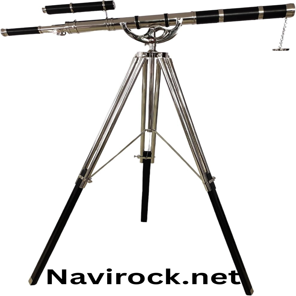 Nautical Double Barrel Brass Telescope Chrome Finish Adjustable Wooden/Brass