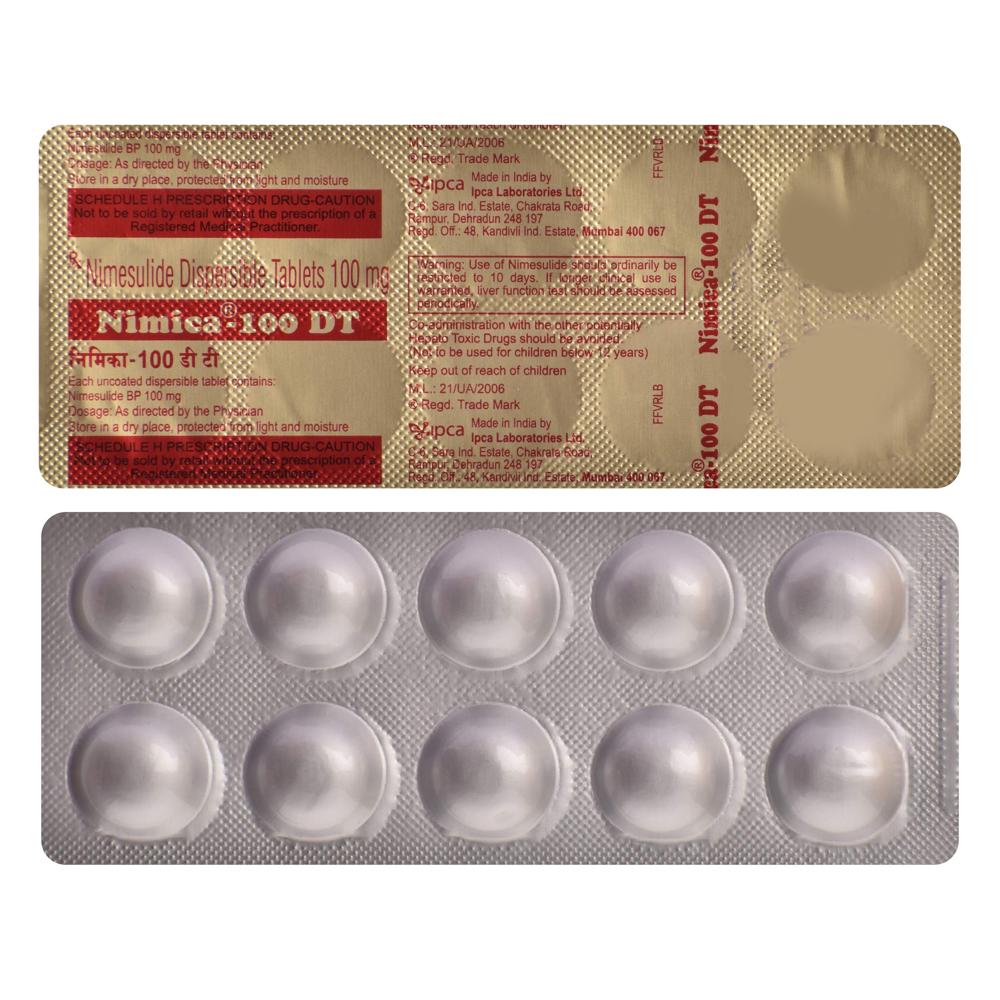 Nimica DT Nimesulide 100mg Tablet, Pain & Inflammation Relief Medicine