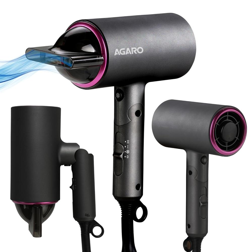 AGARO Premium Hair Dryer with 1400 Watts Motor, 3 Temperature Settings & Cool Shot Button-Black HD-1214 - 33325