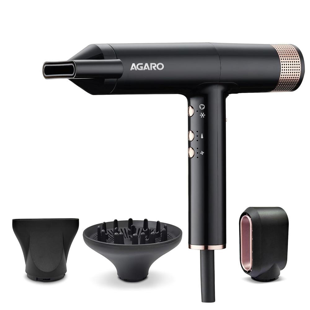 AGARO Royal BLDC Professional Hair Dryer, Brushless Motor, Ionic technology, 2000W, 110000 RPM, Fast Drying, 3 Speed & 3 Temperature Settings, Cool Shot Button, for Women, Men, Salon, Home, Black 33907