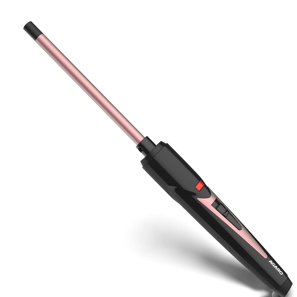 AGARO Round Chopstick Curler, With 7 MM Barrel, Rod, Tong, Chopstick Round Hair Curler, Ceramic Coated Plates, Cool Touch Tip, Fast Heating, For Men Women, Maggie Curl, Styling (HC9007, Rose Gold & Black)  34012