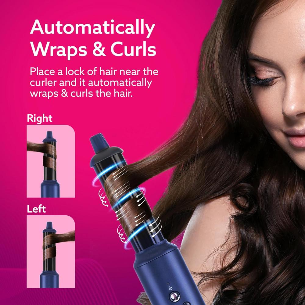 AGARO Imperial Multifunctional 6-in-1 Hair Styler, Brushless 1200W Motor, High Speed Ionic Hair Dryer, Blow Dryer Brush, Detachable Hair Styling Tools, Volumizing, Drying, Smoothing, Men & women, Blue 34141
