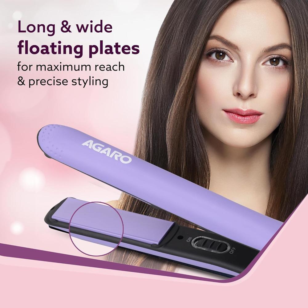 AGARO Hair Straightener, Keratin Infused Ceramic Coated Plates, Fast Heating, PTC Heating, Hair Straightening, Hair Styling For Women, Blue, HS1917 34136
