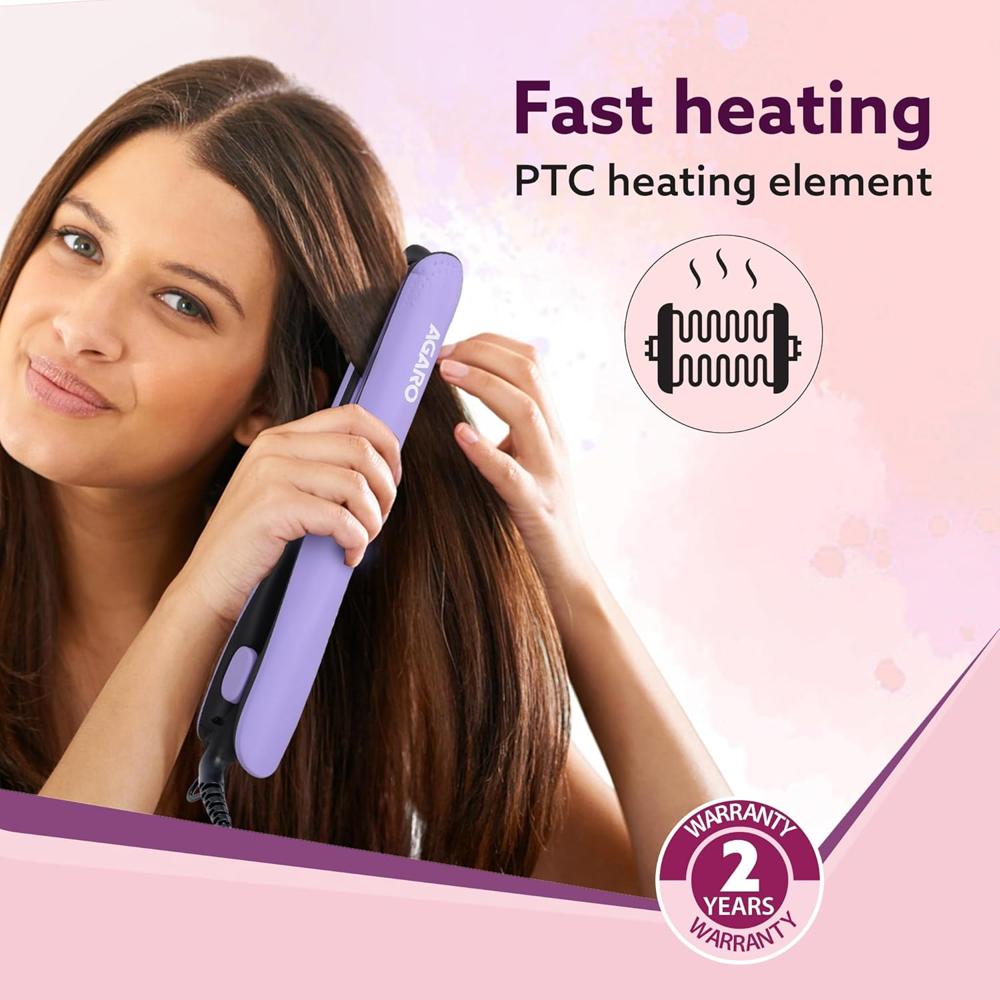 AGARO Hair Straightener, Keratin Infused Ceramic Coated Plates, Fast Heating, PTC Heating, Hair Straightening, Hair Styling For Women, Blue, HS1917 34136