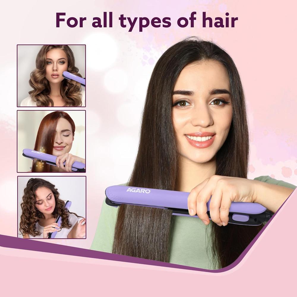 AGARO Hair Straightener, Keratin Infused Ceramic Coated Plates, Fast Heating, PTC Heating, Hair Straightening, Hair Styling For Women, Blue, HS1917 34136