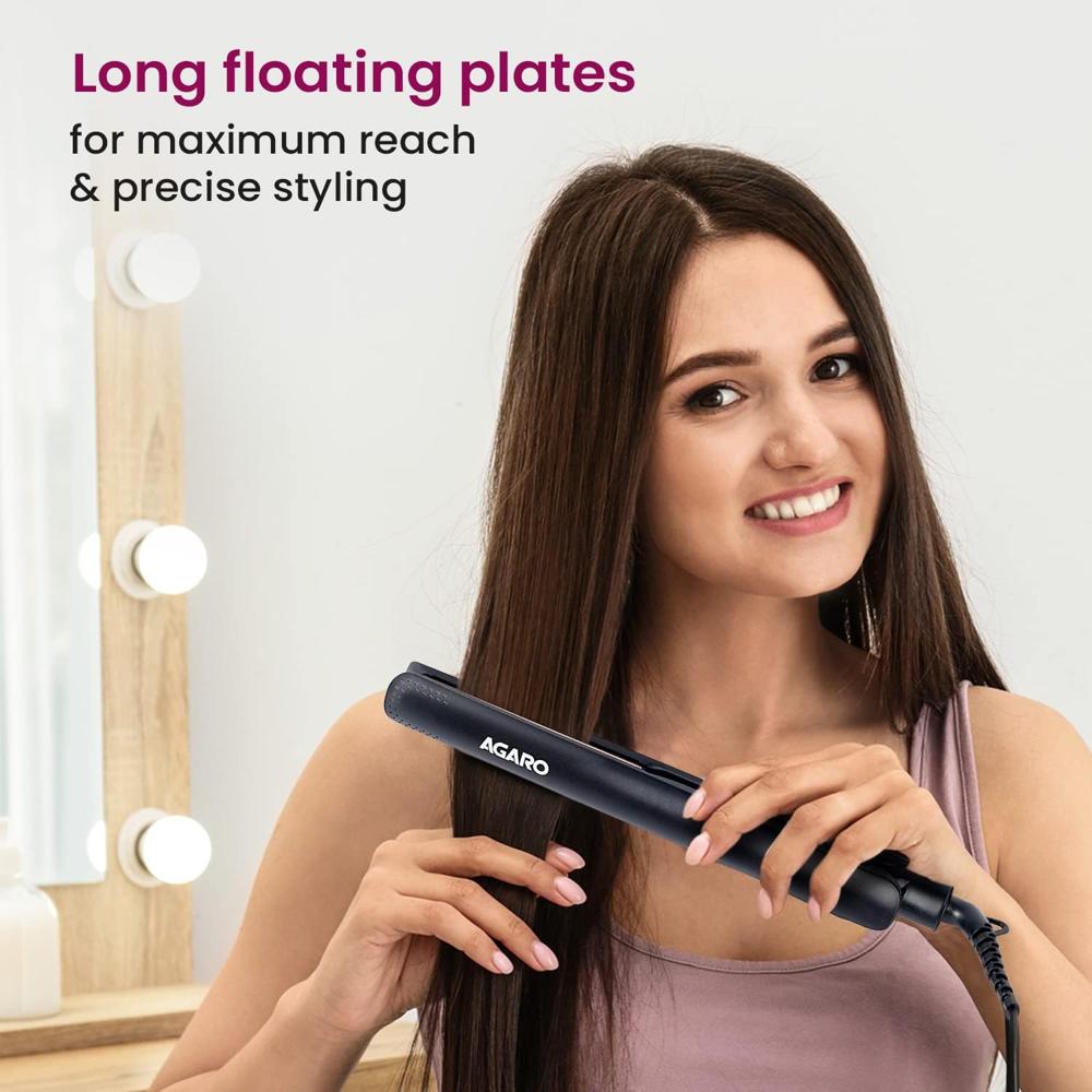 AGARO HS1907 Hair Straightener, Keratin Infused Ceramic Coated Plates, Fast Heating, PTC Heating, Hair Straightening, Hair Styling For Women ,Black  33913