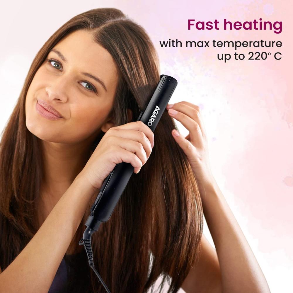 AGARO HS1907 Hair Straightener, Keratin Infused Ceramic Coated Plates, Fast Heating, PTC Heating, Hair Straightening, Hair Styling For Women ,Black  33913