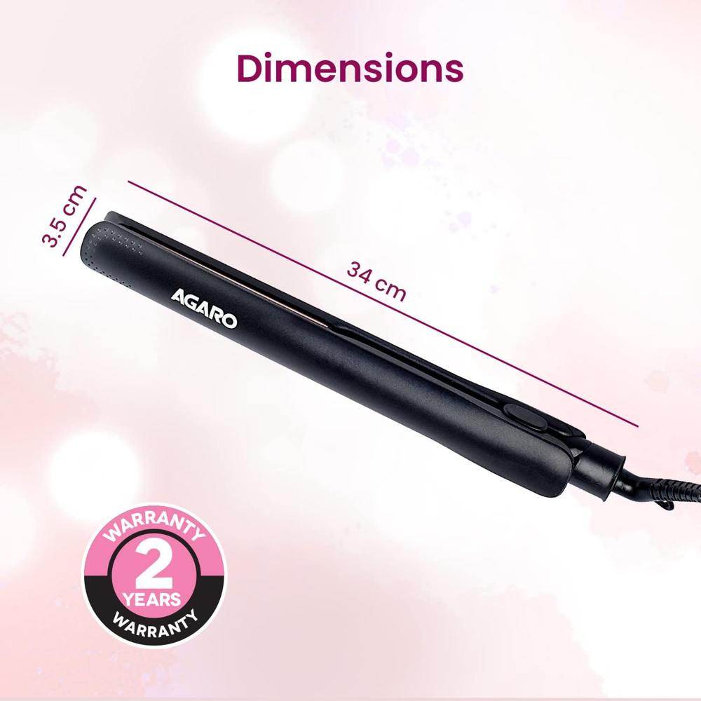 AGARO HS1907 Hair Straightener, Keratin Infused Ceramic Coated Plates, Fast Heating, PTC Heating, Hair Straightening, Hair Styling For Women ,Black  33913