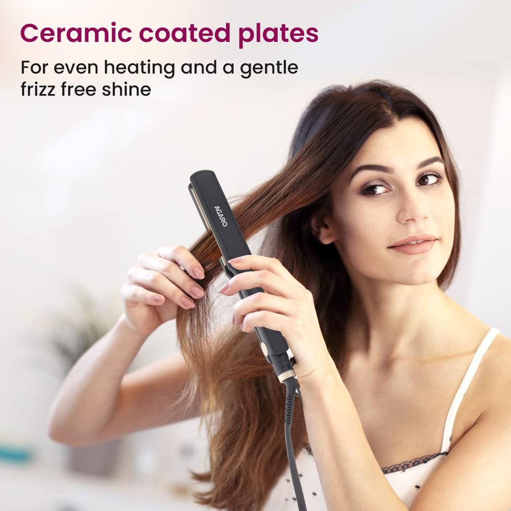 AGARO Hair Straightener, Ceramic Coated Plates, Adjustable Temperature, PTC Heating, Fast Heating, Hair Straightening, Hair Styling Iron For women HS1947 33911