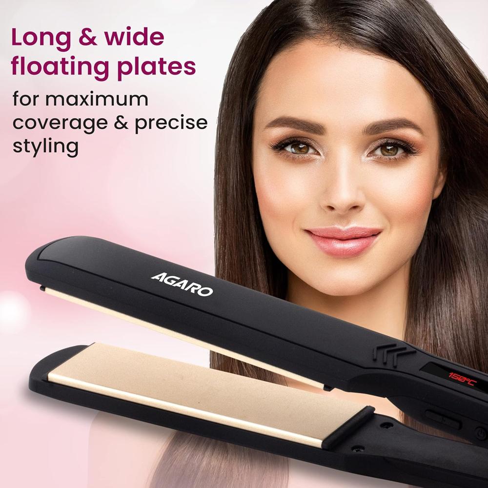 AGARO Hair Straightener, Ceramic Coated Plates, Adjustable Temperature, PTC Heating, Fast Heating, Hair Straightening, Hair Styling Iron For women HS1947 33911