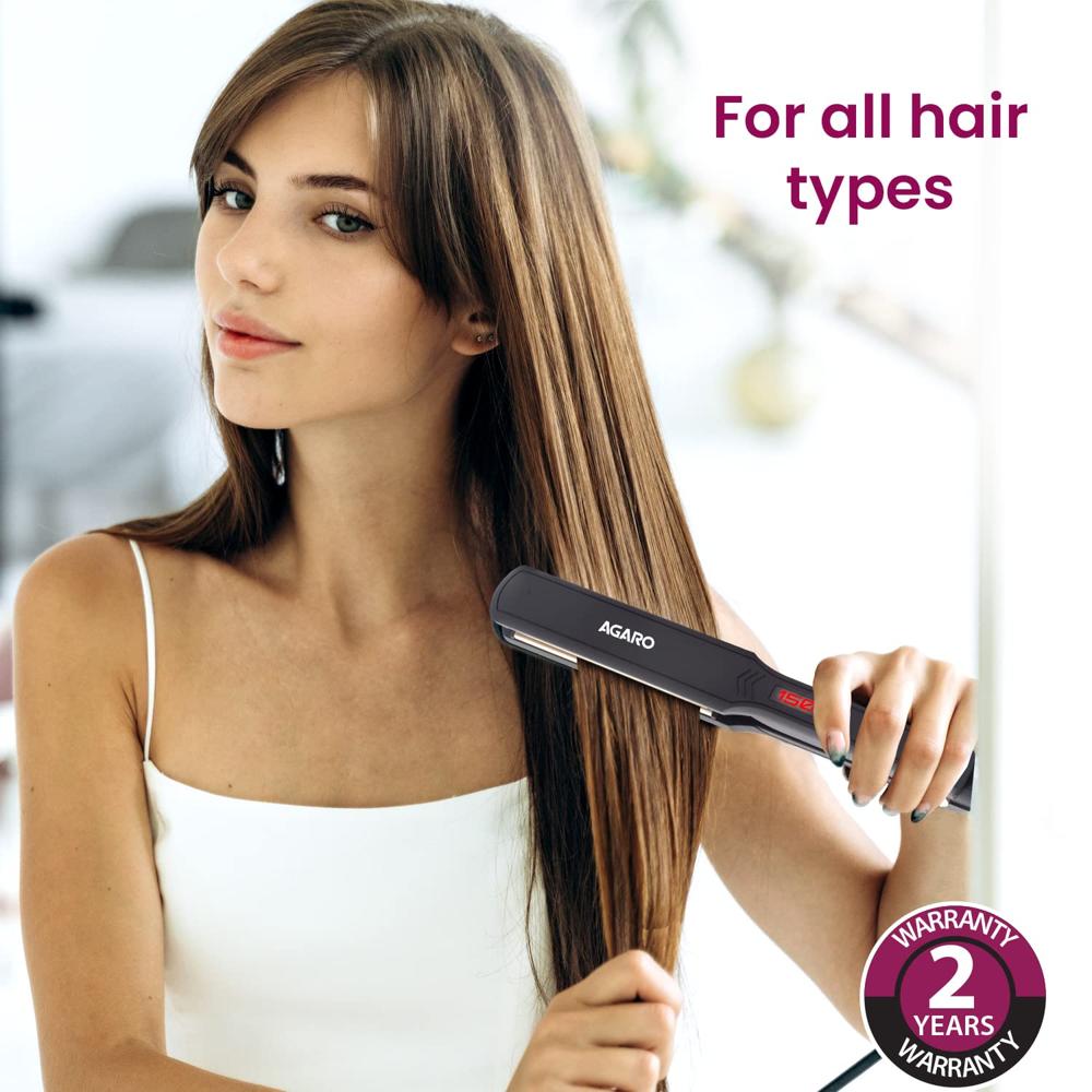 AGARO Hair Straightener, Ceramic Coated Plates, Adjustable Temperature, PTC Heating, Fast Heating, Hair Straightening, Hair Styling Iron For women HS1947 33911