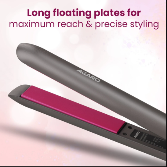 AGARO Ceramic Coated Titanium Plate, Fast PTC Heating, Hair Styling HS1957 Hair Straightener (Dark Grey & Purple) 33912