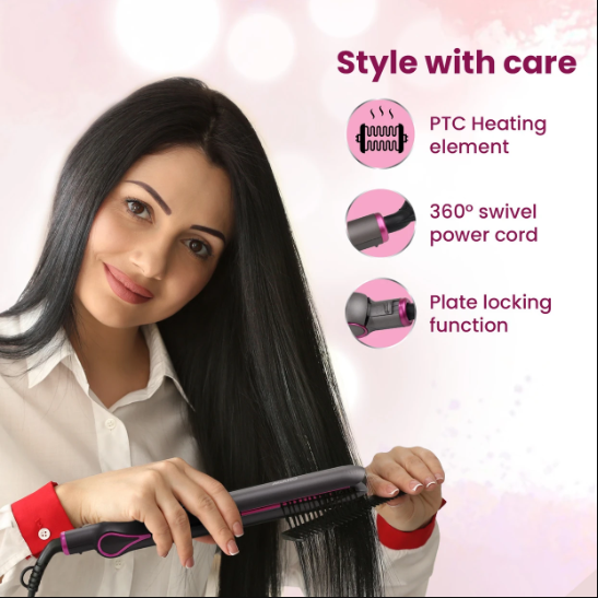 AGARO Ceramic Coated Titanium Plate, Fast PTC Heating, Hair Styling HS1957 Hair Straightener (Dark Grey & Purple) 33912