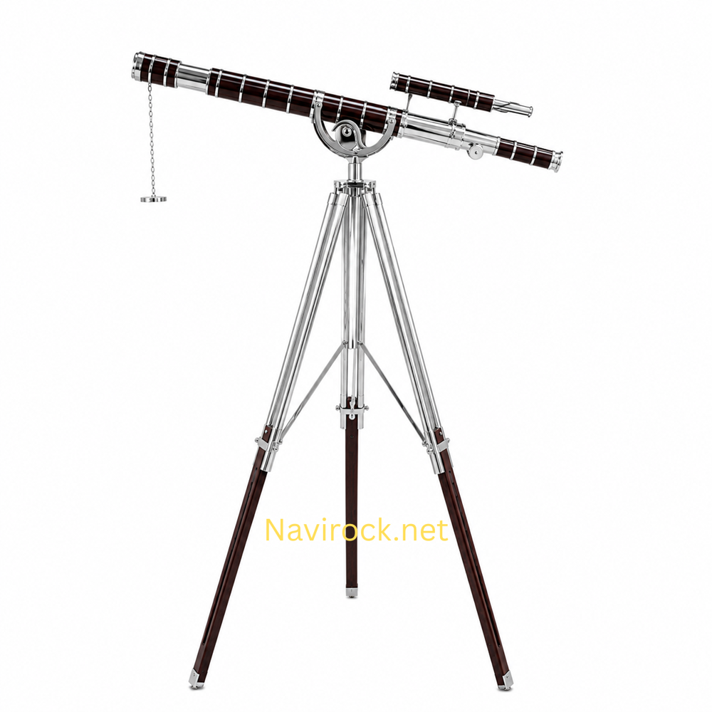 Nautical Brass Telescope with Wooden/Brass Tripod Style Marine Spyglass for Home Decor