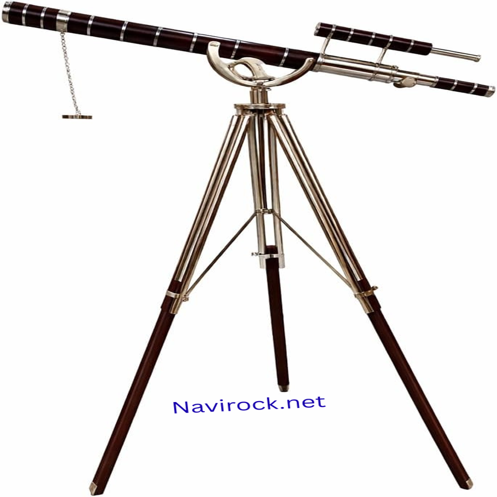Nautical Brass Telescope with Wooden/Brass Tripod Style Marine Spyglass for Home Decor