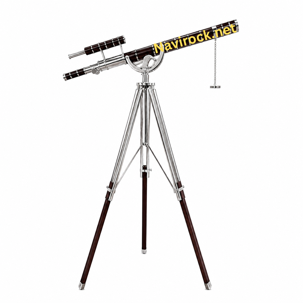 Nautical Brass Telescope with Wooden/Brass Tripod Style Marine Spyglass for Home Decor
