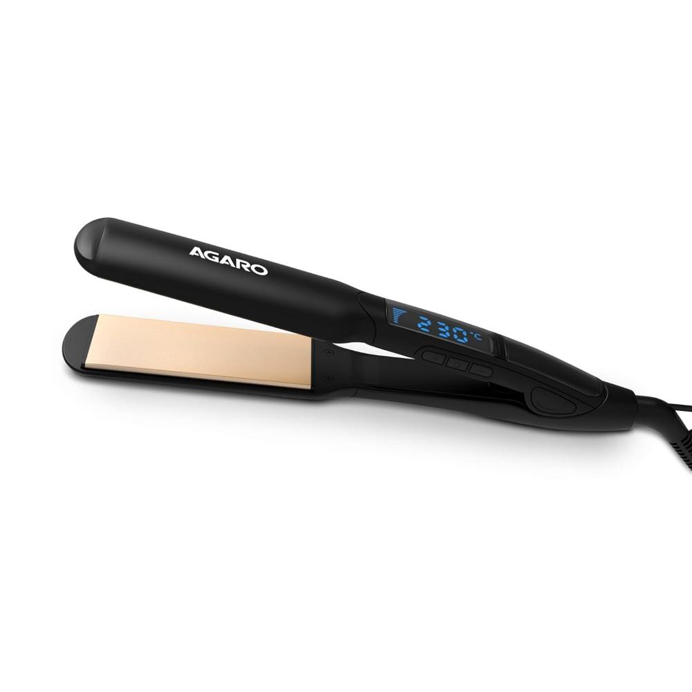 AGARO Icon High Pressure Washer, Wide/Broad Plate, Keratin Infused Ceramic Coated Plate, For Long/Medium Hair, Adjustable Temperature, For Professional Straightening, For Women, Black 34195