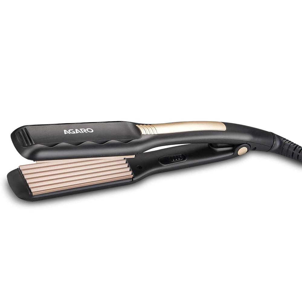 Agaro Hair Crimper For Women, Long Wide Ceramic Coated Plates, Crimping Machine For Hair, Fast Heating, Ptc Heating, Professional Hair Styling For Women 33908 - Color: Black