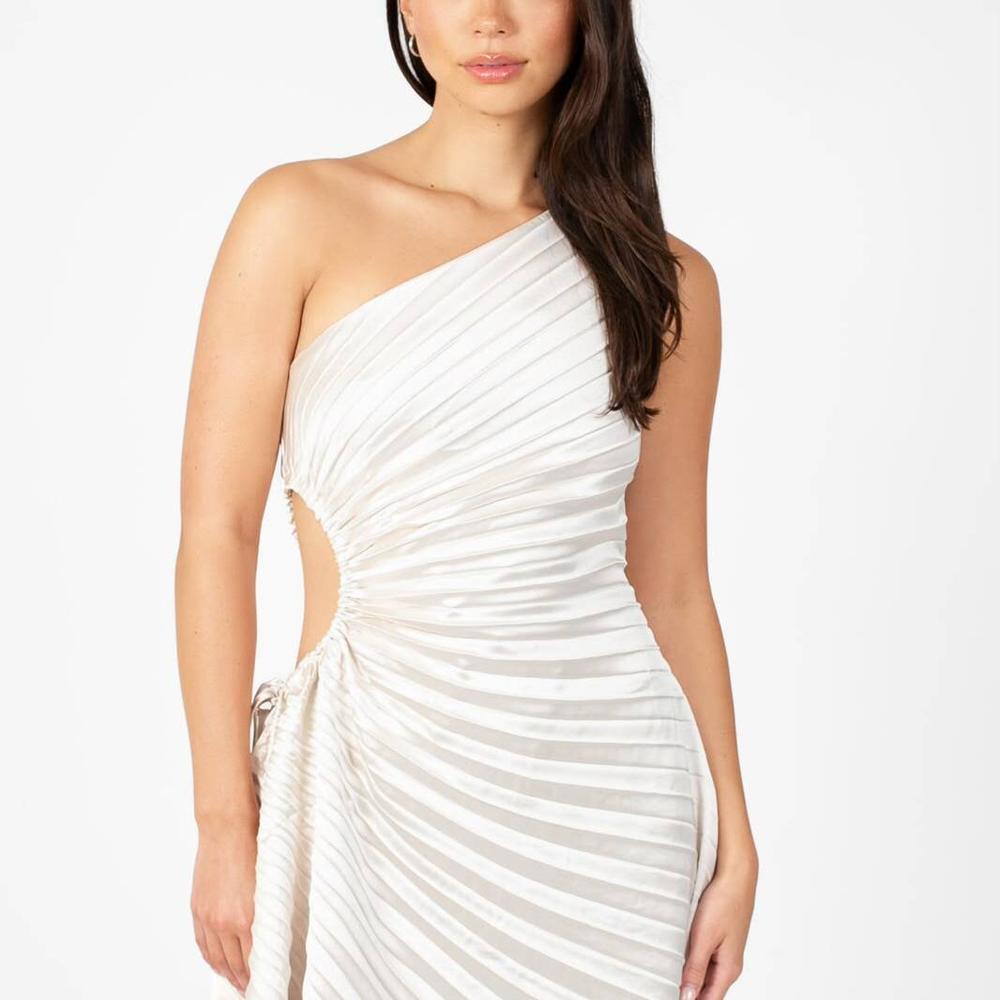 Export Surplus Women's One Shoulder Pleated CutOut Mini Dress
