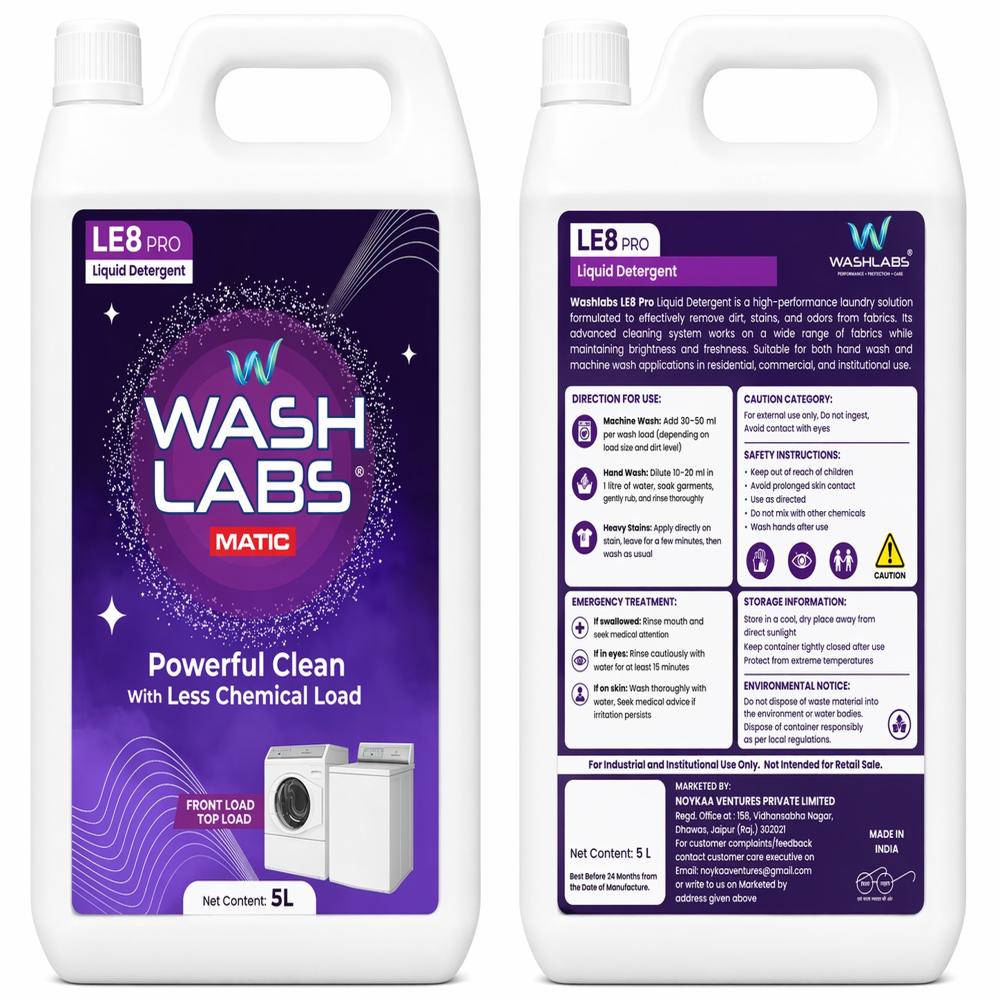 Washlabs Laundry Liquid Detergent 5 Litre Can ,front Load & Top Load Compatible - Color: Blue