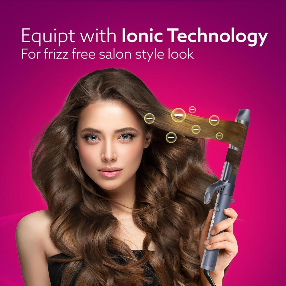 AGARO Prima Rotating Hair Curler,32 mm Ceramic Coated Barrel,Automatic Curling,Fast Heating,Ceramic Coated Titanium Barrel For Long/Medium Hair,Professional Self Curling Hair Styler,For Women,Black 33196