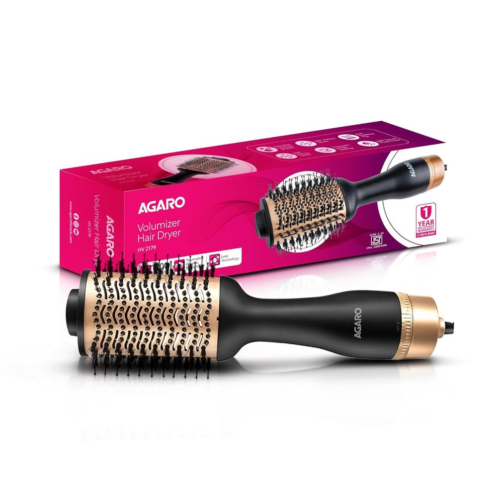 AGARO Hot Air Brush for Hair, Blow Dryer Brush, Volumizer & Styler, 1200W HV2179  33628