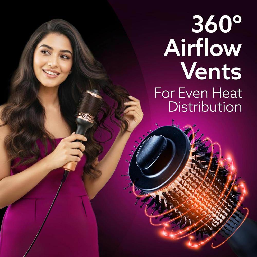 AGARO Hot Air Brush for Hair, Blow Dryer Brush, Volumizer & Styler, 1200W HV2179  33628