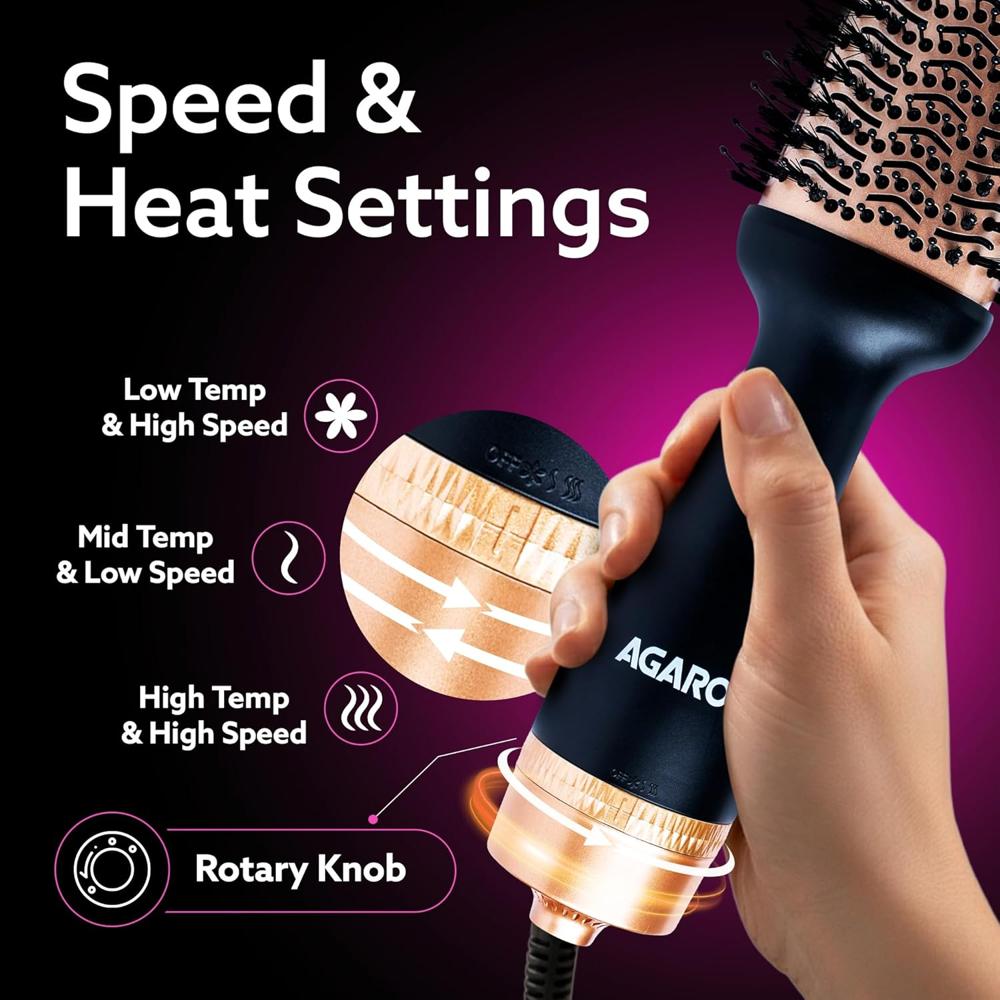 AGARO Hot Air Brush for Hair, Blow Dryer Brush, Volumizer & Styler, 1200W HV2179  33628
