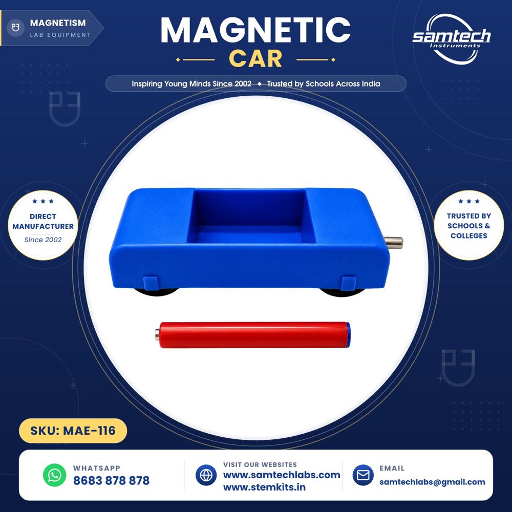 Magnetic Car - High-quality Plastic, 12x4x3 Cm, Multi-color | Magnetic Wheels, Manual, Stem Learning Toy