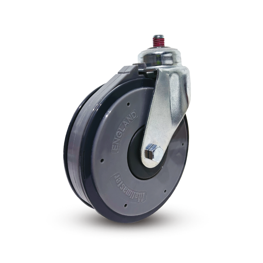 Shopping Cart Castor & Wheel - Polyurethane Steel Core 100mm Gray, Double Ball Bearing, Ultra-quiet, Corrosion Resistant