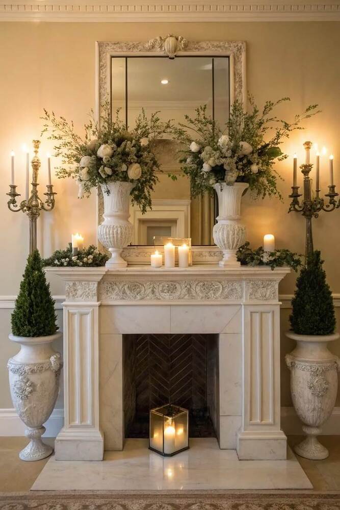 White Marble Fireplace