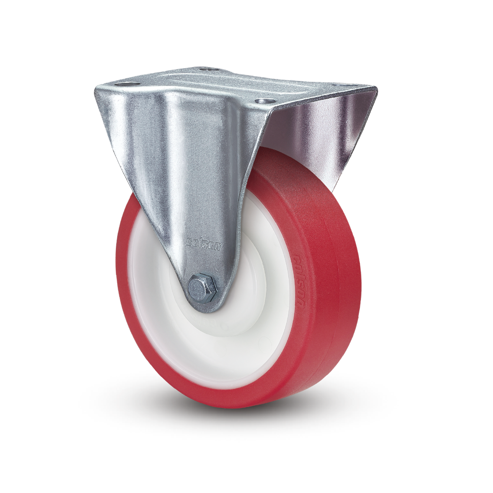 Light Duty Castor Wheel - Pu Wheel 50mm X 20mm Red, Mild Steel Frame, Dual Ball Bearing Swivel, Corrosion Resistant