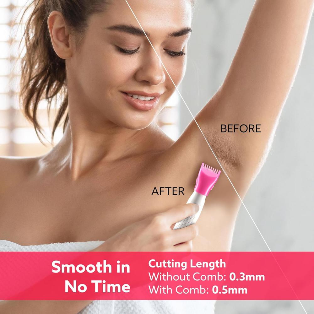 AGARO Rechargeable 3-in-1 Multi Trimmer For Women, Multipurpose Hair Remover for Women, Face, Leg, Eyebrow, Underarms, Bikini Trimmer, 90 minutes Runtime, White 33622