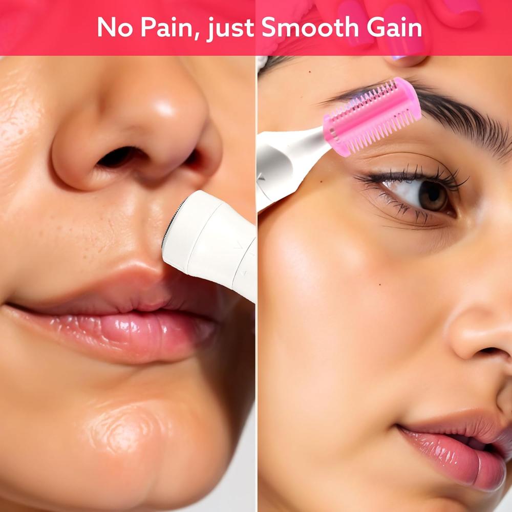 AGARO Rechargeable 3-in-1 Multi Trimmer For Women, Multipurpose Hair Remover for Women, Face, Leg, Eyebrow, Underarms, Bikini Trimmer, 90 minutes Runtime, White 33622