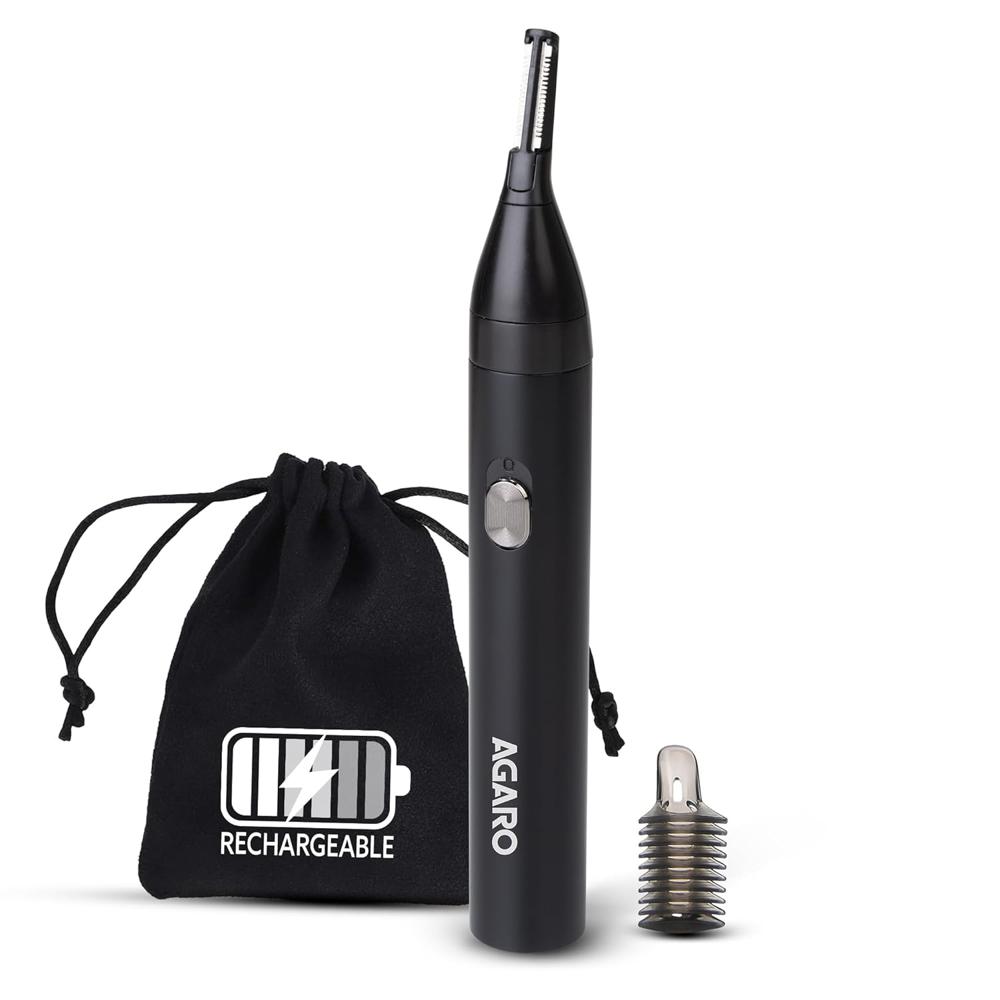 AGARO Nose & Ear Hair Trimmer, Eyebrow Trimming, Rechargeable, Stainless Steel Blade, Face Grooming, Men & Women, NT1727 34183